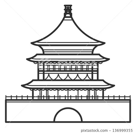 Traditional chinese building. Ancient asian architecture icon Traditional chinese building. Ancient asian architecture icon 136999355