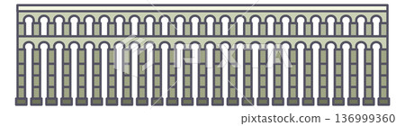 Ancient roman architecture line icon. Tourist landmark 136999360
