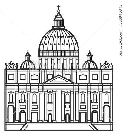 Vatican logo. Italian ancient cathedral line icon Vatican logo. Italian ancient cathedral line icon 136999372