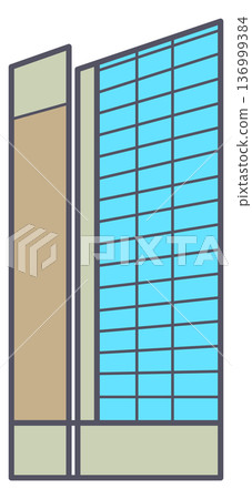 Skyscraper color icon. Glass tower business building Skyscraper color icon. Glass tower business building 136999384