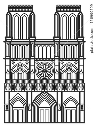 French famous church landmark. Gothic architecture icon 136999399
