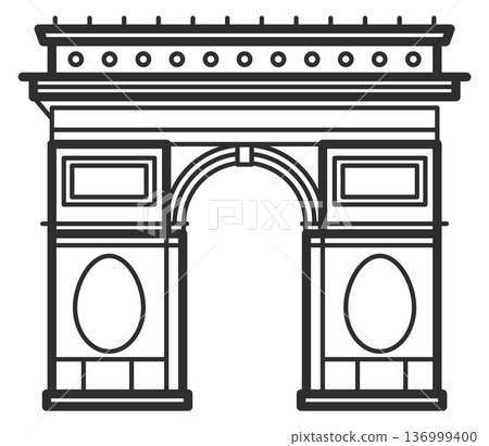 Arch monument in retro french architecture style. Travel landmark Arch monument in retro french architecture style. Travel landmark 136999400