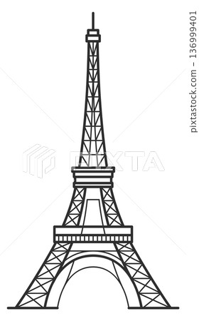 Paris logo. French Eiffel tower line icon Paris logo. French Eiffel tower line icon 136999401