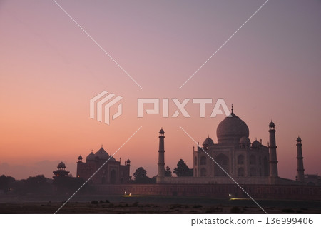 Taj Mahal seen from the back Taj Mahal seen from the back 136999406