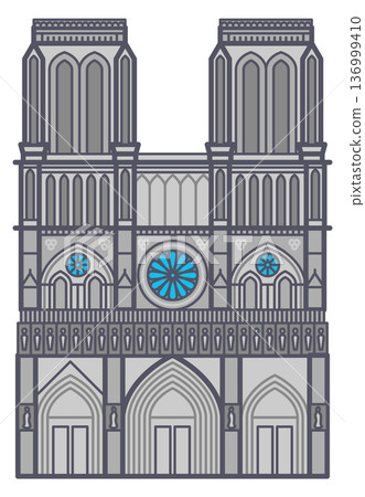 Paris cathedral icon. Old french landmark symbol Paris cathedral icon. Old french landmark symbol 136999410