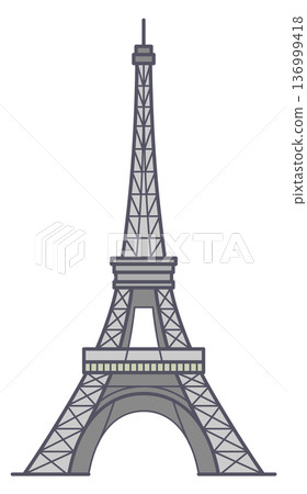 Eiffel tower line icon. French travel logo Eiffel tower line icon. French travel logo 136999418