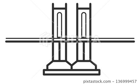 Manhattan bridge icon. Linear city architecture symbol 136999457