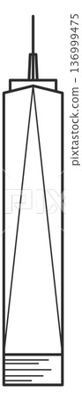 Urban skyscraper symbol. High building line icon Urban skyscraper symbol. High building line icon 136999475