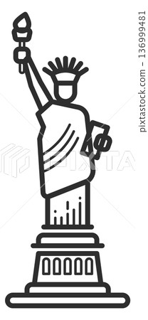 Statue of liberty line icon. Famous usa symbol 136999481