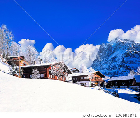 格林德瓦仲冬時節的白霜景觀 136999871