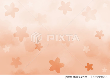 背景是盛開的橙色櫻花。 136999888