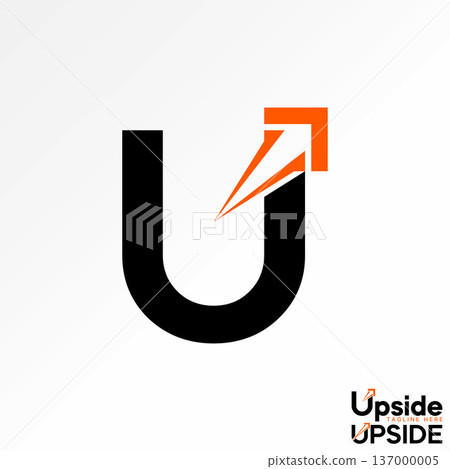 Initial U font with Upside arrow fast speed boost motion next right element logo design graphic concept creative premium vector stock image top sell 137000005