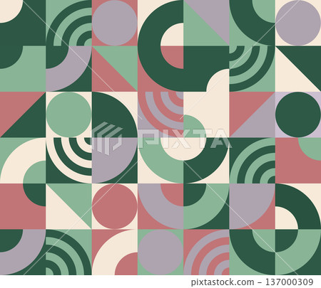 Elegant abstract seamless pattern in pastel tones with geometric shapes and arcs. Eps 10 Elegant abstract seamless pattern in pastel tones with geometric shapes and arcs. Eps 10 137000309