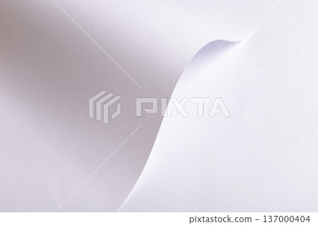 White curved paper wave minimal abstract composition. Soft gradient shadow on smooth surface. Modern neutral backdrop design concept.. 137000404