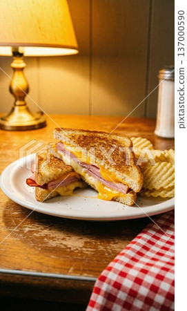 Retro cafe food, desserts, cakes, drinks, coffee, and tea 137000590