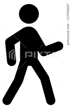 Walking human figure black pictogram. Motion icon 137000897