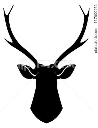 Deer head black silhouette. Hipster animal sign Deer head black silhouette. Hipster animal sign 137000931