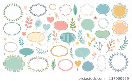 柔和色調弧形邊框和對話框裝飾材質套裝 137000959