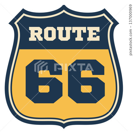 Route 66 sign. Traffic highway road travel emblem Route 66 sign. Traffic highway road travel emblem 137000969