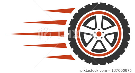 Fast car wheel logo. Speed motion icon 137000975