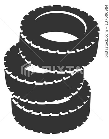 Winter tyre stack. Car workshop black icon 137000984