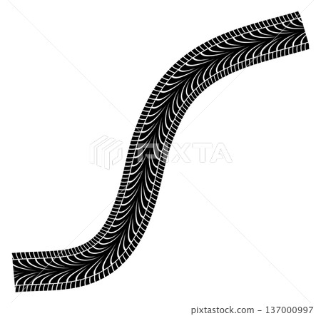 Tire mark. Curved road turn wheel track 137000997