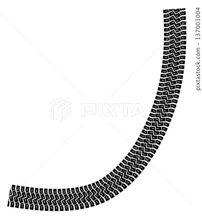 Race trace. Road turn mark black element Race trace. Road turn mark black element 137001004