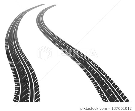 Winding car track. Transport marks black element 137001012