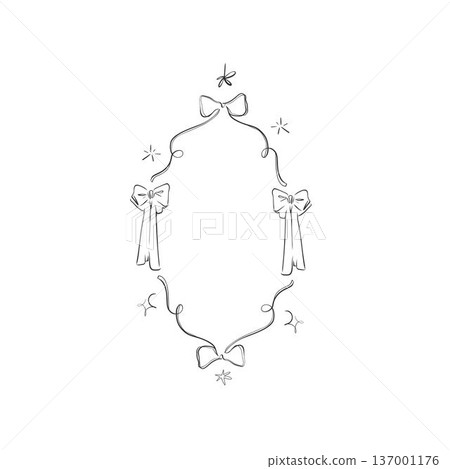 Hand drawn vector abstract outline,graphic,line vintage celebration ornament party frame in drawing elegant style.Elegant decoration vintage outline design isolated.Birthday,Christmas,Party frame. 137001176