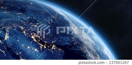 Earth at night. UAE, Iran, Saudi Arabia. Middle East. 137001267