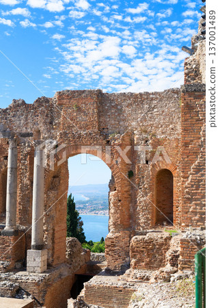 Taormina ancient amphitheatre, Sicily Italy 137001489