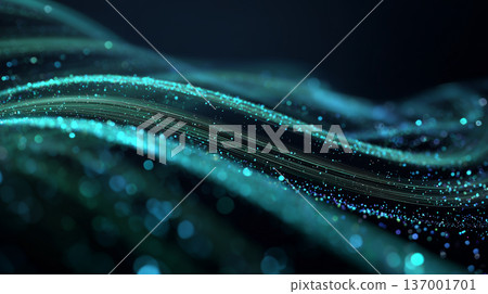 Abstract digital network background with image of optical fiber and data flow 137001701