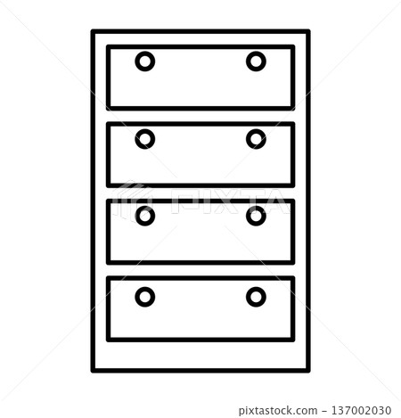 從正面看的四抽屜櫃示意圖 137002030