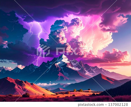 sunset in mountains sunset in mountains 137002128