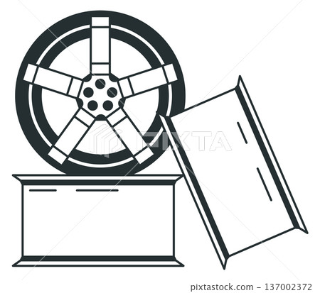Wheel disks pile black icon. Car service logo Wheel disks pile black icon. Car service logo 137002372