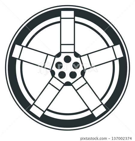 Wheel black icon. Steel auto disk logo 137002374