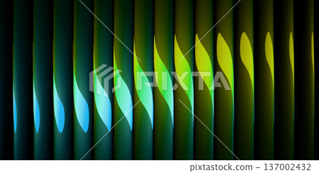 Abstract ribbed glass background in blue and green gradient  137002432