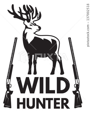 Wild hunter badge. Deer hunt weapon sticker 137002518