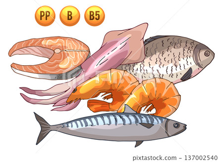 Fresh fish vitamins. Useful food. Healthy nutrition Fresh fish vitamins. Useful food. Healthy nutrition 137002540