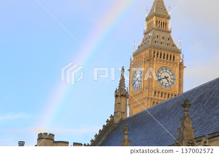 Miracle after the rain: Big Ben (Elizabeth Tower) and a rainbow 137002572