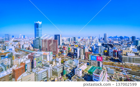 日本東京城市景觀：新宿歌舞伎町、東急歌舞伎町塔、火車、池袋、大手町、丸之內（右後）等景觀。 137002599