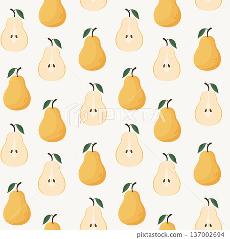 Sweet yellow pear seamless pattern. 137002694