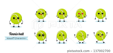 Funny Tennis ball characters bundle set. Funny Tennis ball characters bundle set. 137002700