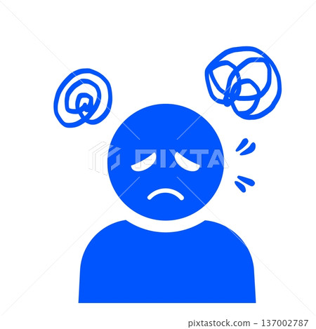 Confused and worried person icon (blue) Confused and worried person icon (blue) 137002787