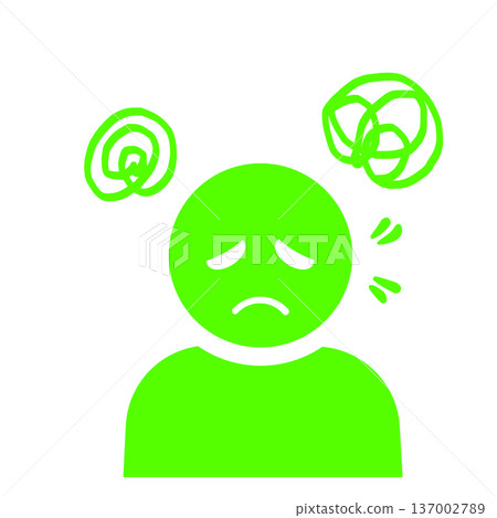 Confused and worried person icon (green) Confused and worried person icon (green) 137002789