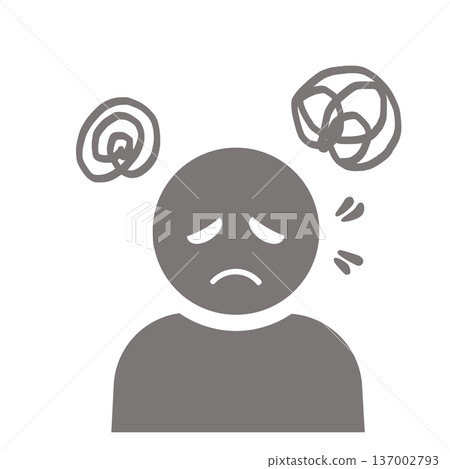 Confused and worried person icon (gray) 137002793