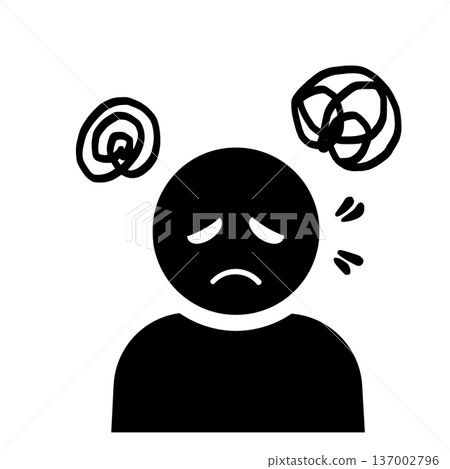 Confused and worried person icon (black) 137002796