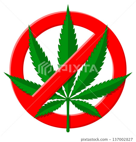 Stop Sign with Hemp Leaf Stop Sign with Hemp Leaf 137002827