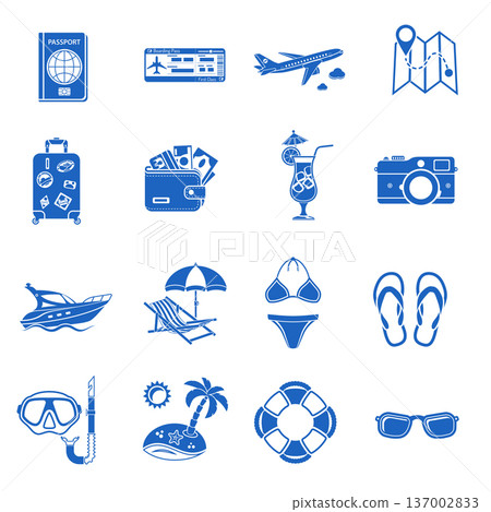 Vacation and Tourism Icons Set Vacation and Tourism Icons Set 137002833