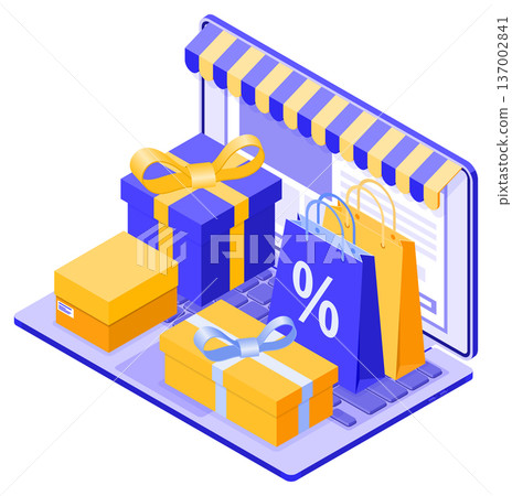 Isometric Online Internet Shopping 137002841